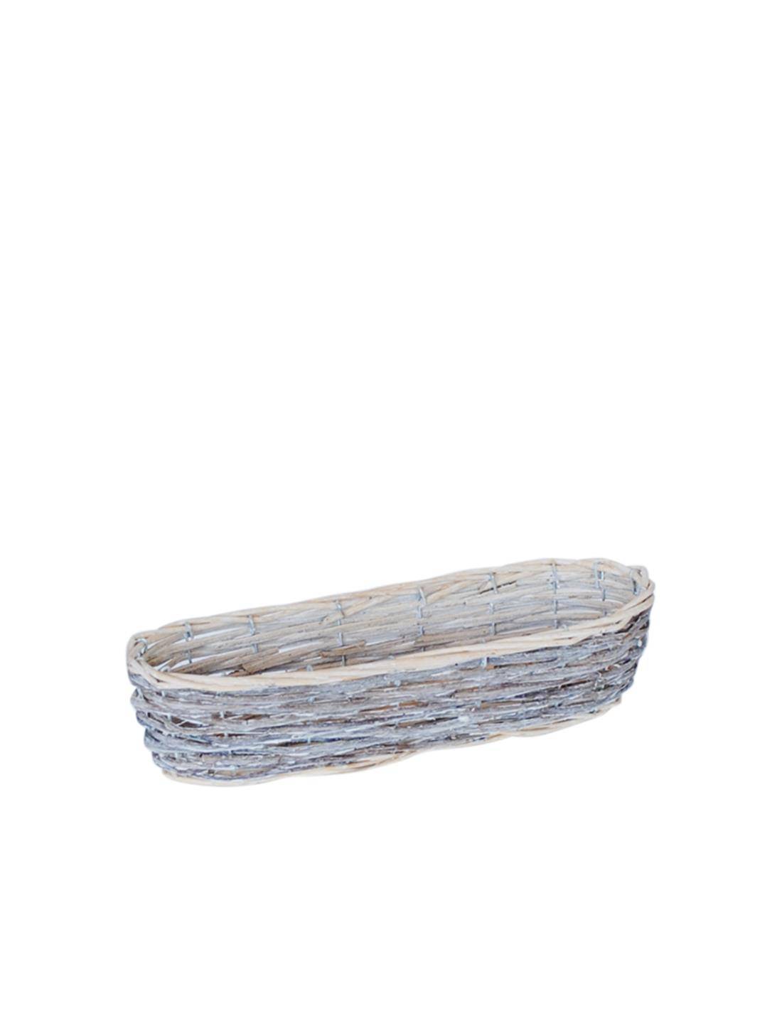 Καλάθι ψάθινο οβαλ λευκό 37,5Χ12Χ8,5