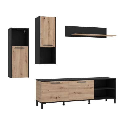 ΚΕΝΤΡΟ ΨΥΧΑΓΩΓΙΑΣ-ΣΥΝΘΕΣΗ ADRIA ARTISAN OAK-ΜΑΥΡΟ 260x40x180εκ