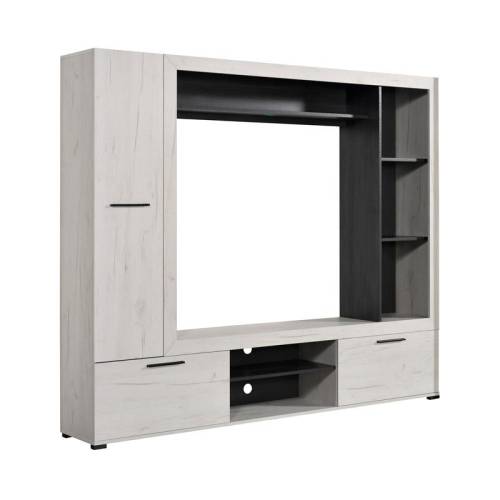 ΚΕΝΤΡΟ ΨΥΧΑΓΩΓΙΑΣ-ΣΥΝΘΕΣΗ LORCA ΛΕΥΚΟ OAK / ΜΑΥΡΟ 195x35x171εκ