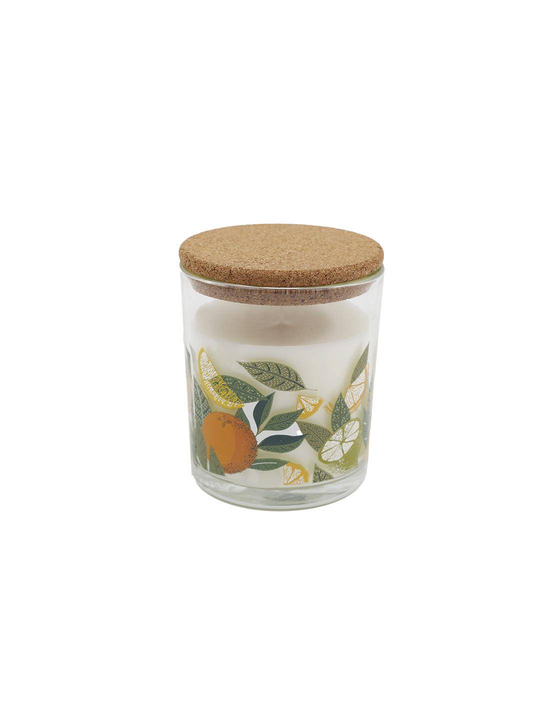 Κερί αρωματ.λεμόνι/πορτοκάλι σε γυάλ.βάζο/καπάκι 9X11cm