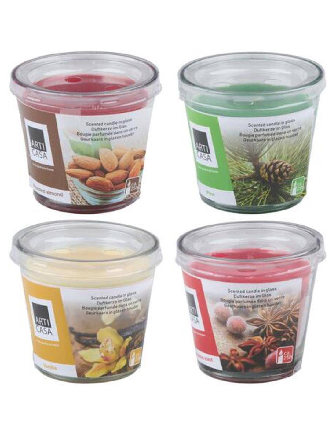 Κερί αρρωματικό σε γυαλ.ποτήρι 4χρώματα 145gr.