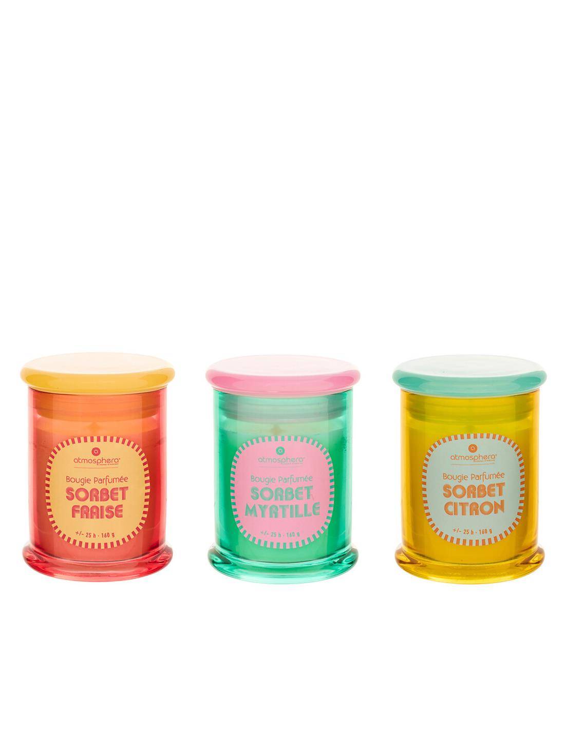 Κερί σε βάζο "Sorbet" Vert/Rose/Jaune 160g/7,7x10,2cm