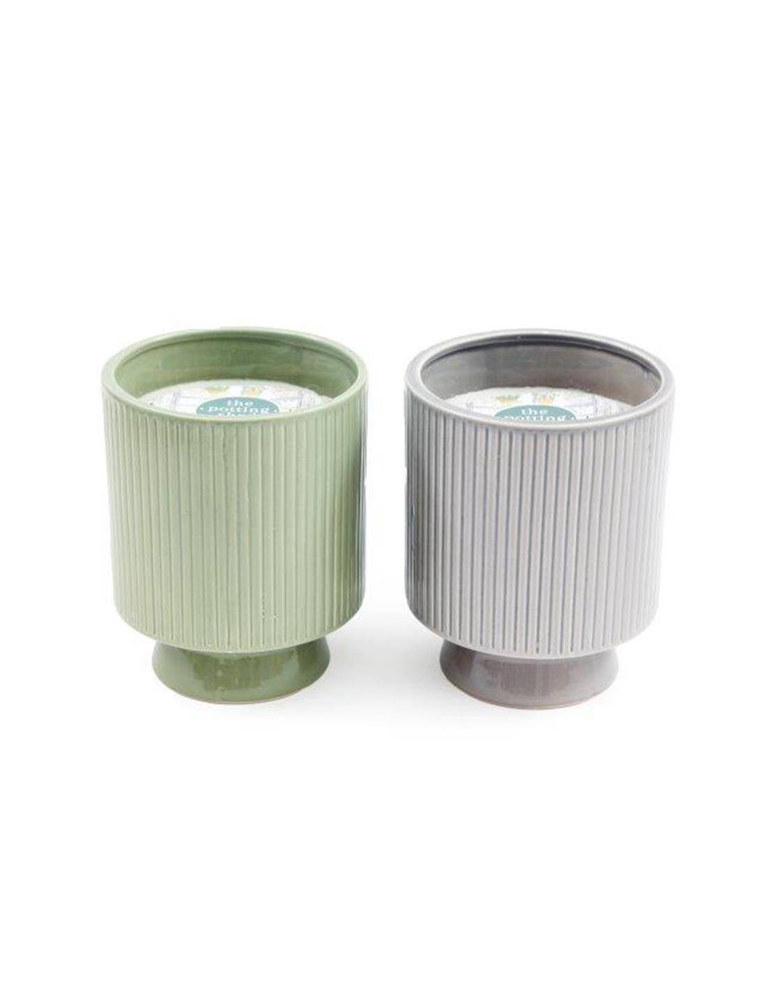 Κερί σε ποτήρι ριγωτό 2χρώματα 12x15cm