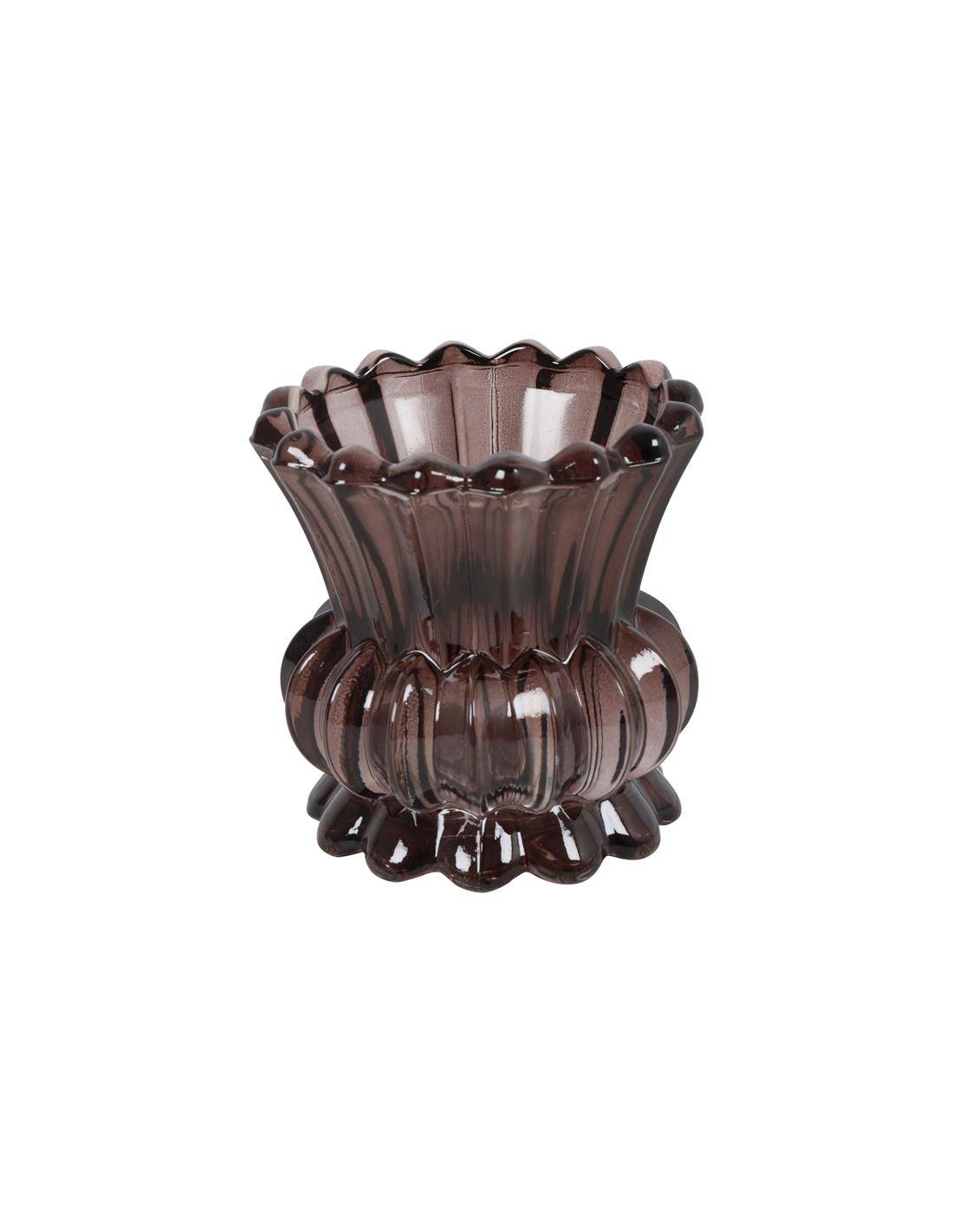 Κηροπήγιο γυαλ.καφέ 8,5Χ7,5