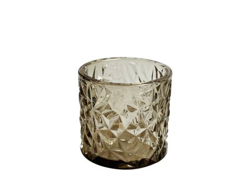 Κηροπήγιο γυάλ.ποτήρι καφέ Φ8,3Η8cm