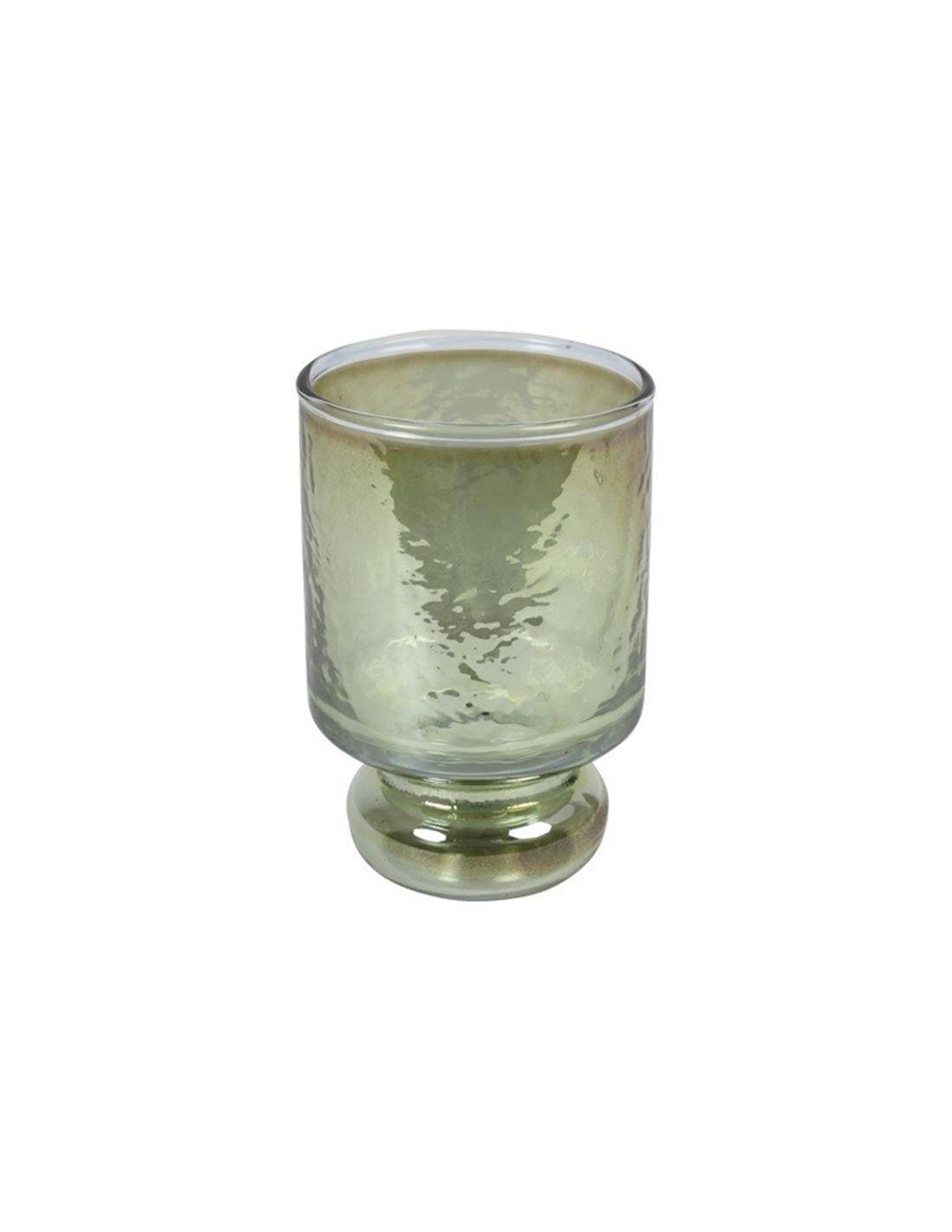 Κηροπήγιο γυαλ.πράσινο με πόδι Φ7Η11cm