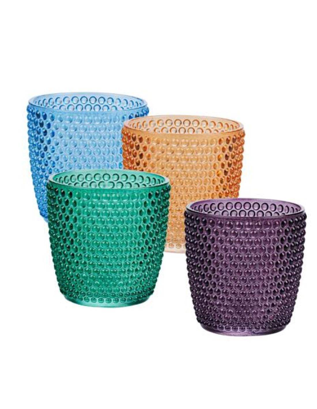 Κηροπήγιο γυάλινο 4χρώματα Φ7,5x7,5cm