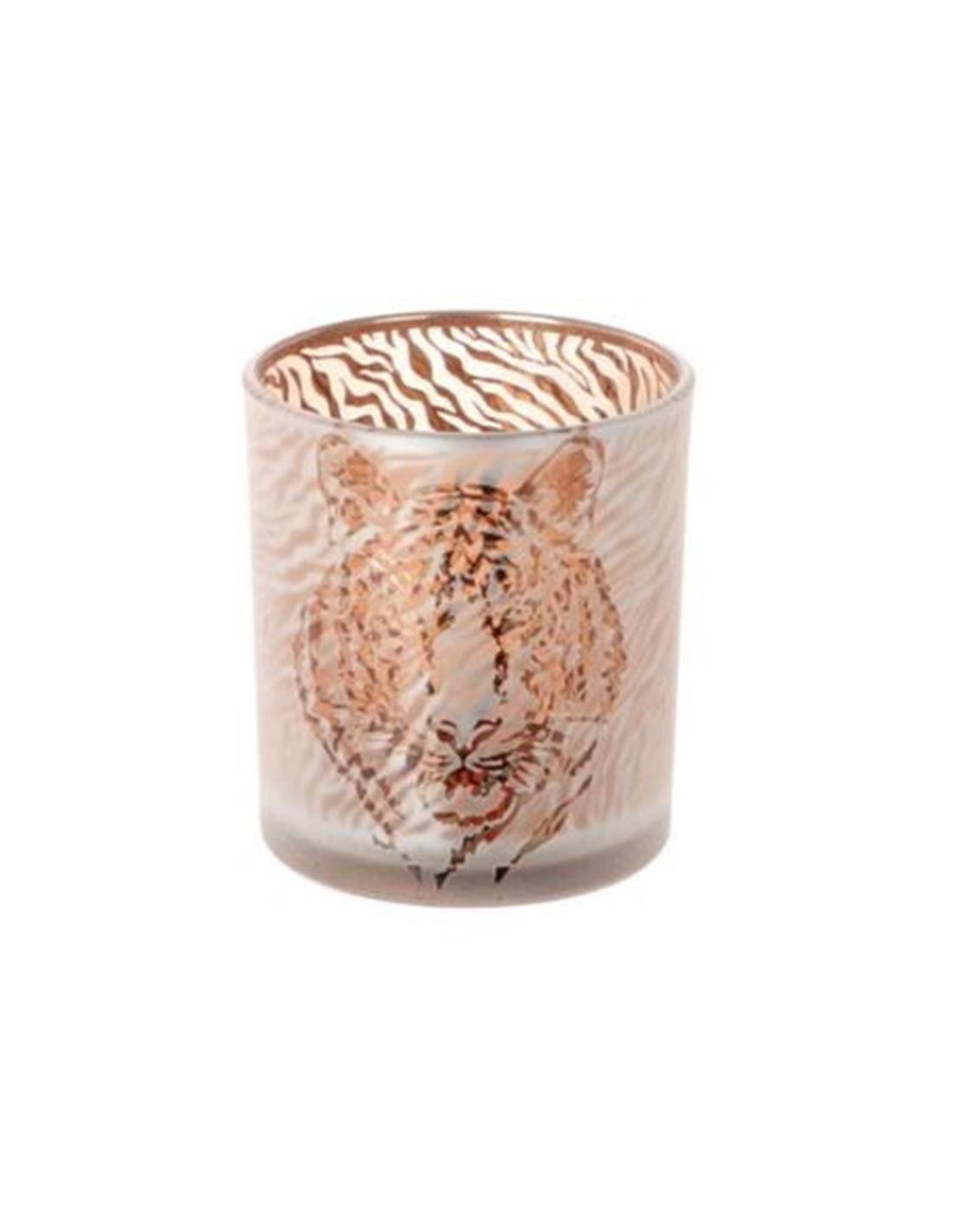 Κηροπήγιο γυάλινο Tiger print 7x7cm