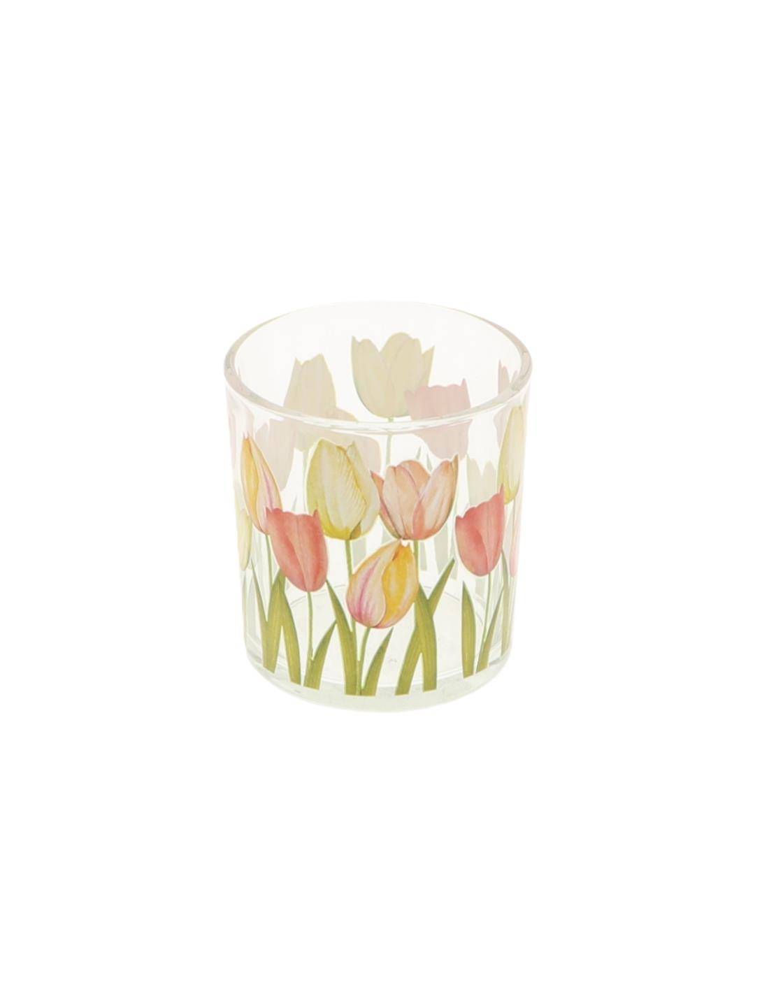 Κηροπήγιο γυάλινο τουλίπες 7,5x8cm