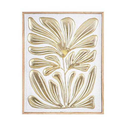 ΜΕΤΑΛΛΙΚΟΣ ΠΙΝΑΚΑΣ ΦΥΛΛΩΜΑΤΑ Fylliana FL1945 ΛΕΥΚΟ-ΧΡΥΣΟ ΧΡΩΜΑ 67x4x86εκ