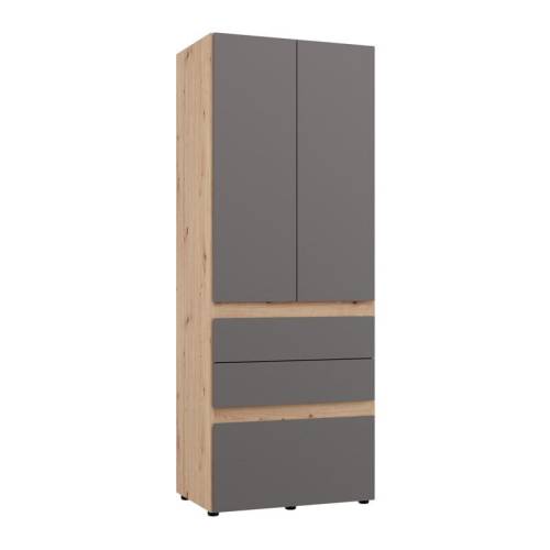 ΝΤΟΥΛΑΠΑ ARDERIN 2K3F h207 ARTISAN OAK-ΓΚΡΙ ΓΡΑΦΙΤΗΣ 79x52x208εκ