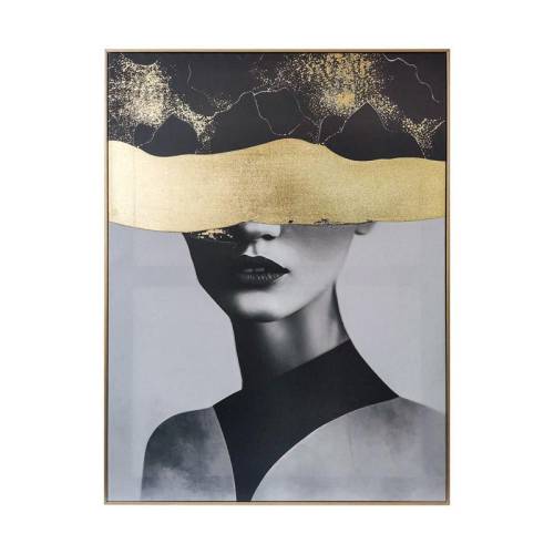 ΠΙΝΑΚΑΣ ΣΕ ΚΑΜΒΑ ΜΕ ΠΛΑΣΤΙΚΟ ΠΛΑΙΣΙΟ Fylliana FL6620 ΜΑΥΡΟ-ΧΡΥΣΟ 60x80εκ