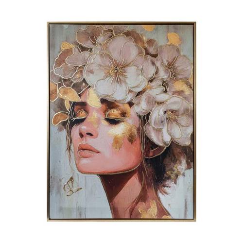 ΠΙΝΑΚΑΣ ΣΕ ΚΑΜΒΑ ΜΕ ΠΛΑΣΤΙΚΟ ΠΛΑΙΣΙΟ Fylliana FL7498 ΚΑΦΕ-ΜΠΕΖ-ΧΡΥΣΟ 60x80εκ