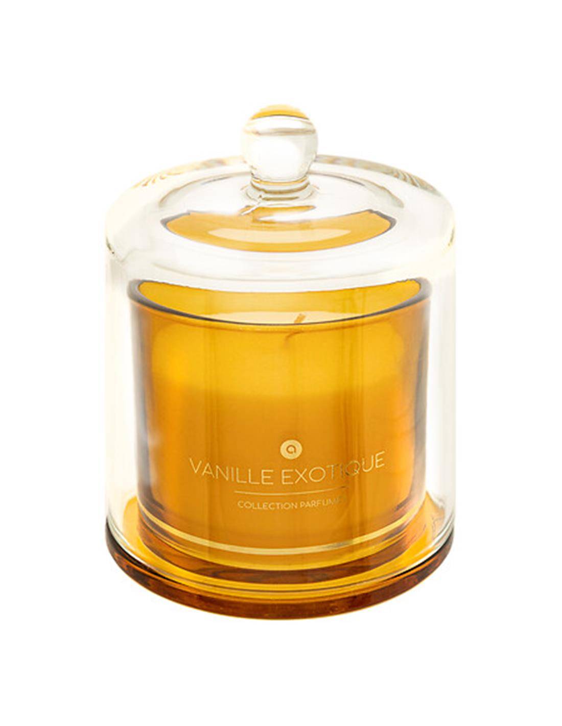 Ποτήρι γυαλ.με κερί "Vanille"/καπάκι καμπάνα 240gr/10,8x13,8cm