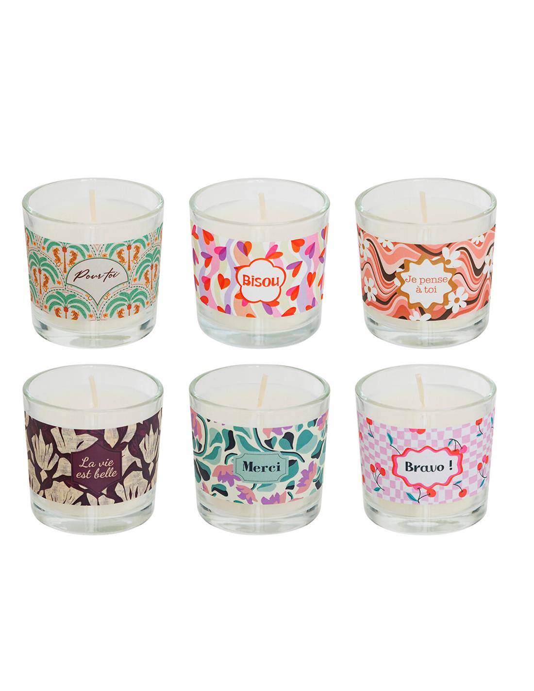 Ποτήρι με κερί 46gr/D5,2x5,1cm/6σχέδια