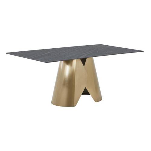 ΤΡΑΠΕΖΙ ΤΡΑΠΕΖΑΡΙΑΣ Fylliana FL0053 ΜΕ ΓΚΡΙ ΚΕΡΑΜΙΚΗ ΕΠΙΦΑΝΕΙΑ ΜΕ ΜΕΤΑΛΛΙΚΑ ΠΟΔΙΑ ΣΕ ΧΡΥΣΟ ΧΡΩΜΑ 180x90x75εκ