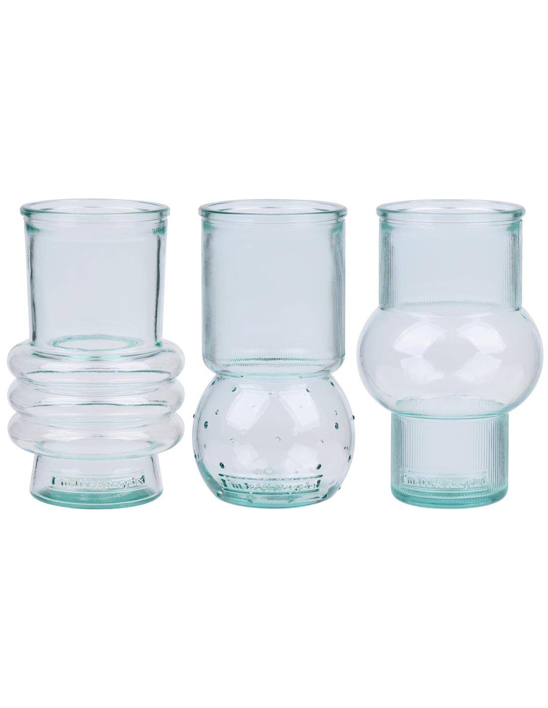 Βάζα γυάλινα set 3σχέδια 11x17cm