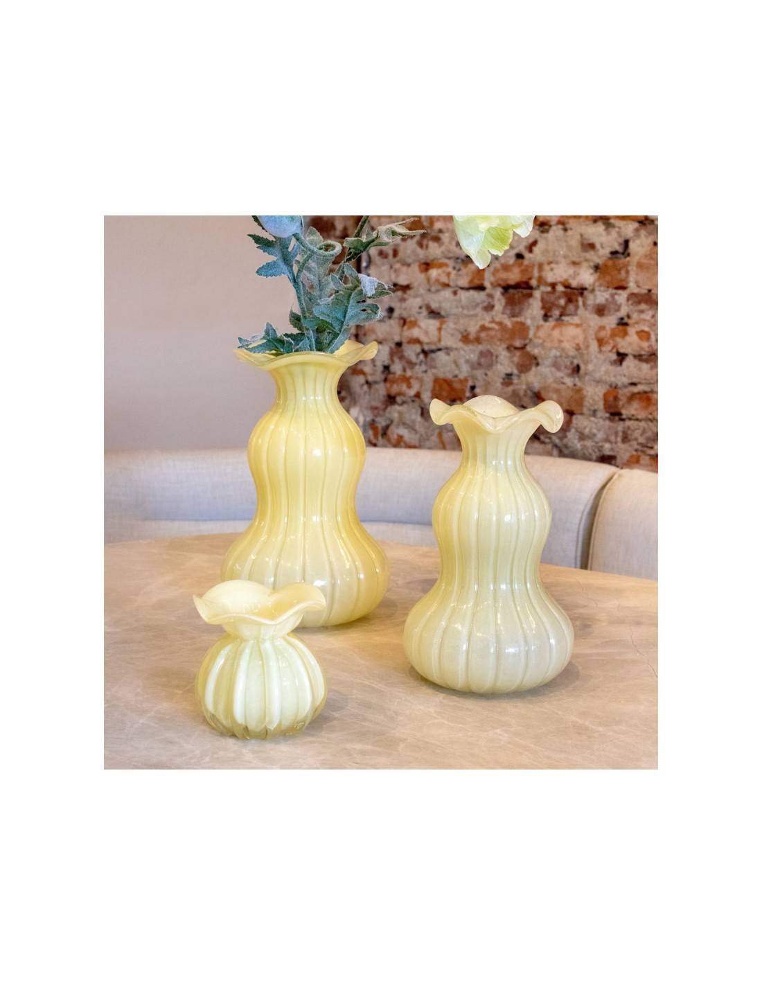 Βάζο γυάλινο κίτρινο Φ15Η25cm