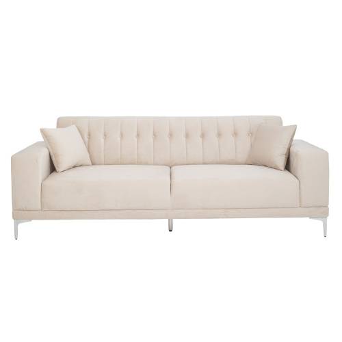 ΚΡΕΜ ΒΕΛΟΥΔΙΝΟΣ 3ΘΕΣΙΟΣ ΚΑΝΑΠΕΣ ΜΕ ΑΣΗΜΙ ΜΕΤΑΛΛΙΚΑ ΠΟΔΙΑ 236Χ86Χ85ΕΚ LEGS KD