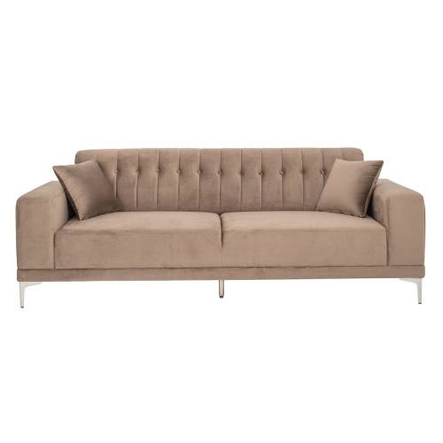 ΚΑΦΕ ΒΕΛΟΥΔΙΝΟΣ 3ΘΕΣΙΟΣ ΚΑΝΑΠΕΣ ΜΕ ΑΣΗΜΙ ΜΕΤΑΛΛΙΚΑ ΠΟΔΙΑ 236Χ86Χ85ΕΚ LEGS KD