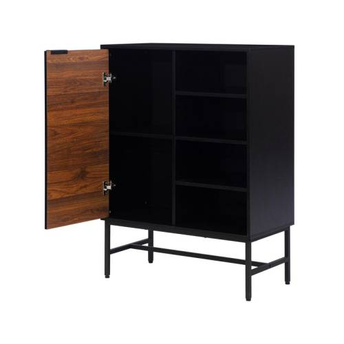 ΒΙΒΛΙΟΘΗΚΗ-ΡΑΦΙΕΡΑ ΜΕ 4 ΡΑΦΙΑ KAI 1 ΝΤΟΥΛΑΠΙ Fylliana FL2405 GREY OAK-ΜΑΥΡΟΧΡΩΜΑ 80x40x110εκ