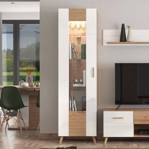 ΒΙΤΡΙΝΑ BRETAGNA 1K VS1 ARTISAN OAK-ΛΕΥΚΟ HIGH GLOSS FOIL 58x35x202,5εκ