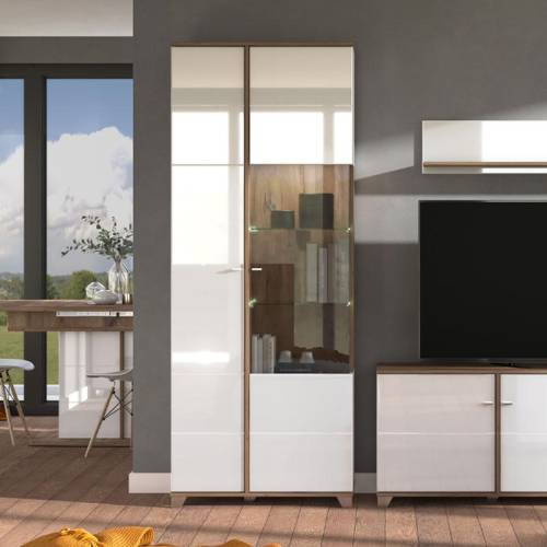 ΒΙΤΡΙΝΑ BURGUNDY 2K VS1 200 ΛΕΥΚΟ-FLAGSTAFF OAK-ΛΕΥΚΟ HIGH GLOSS FOIL 78,5x40x197εκ