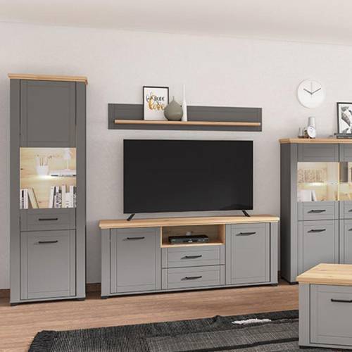 ΒΙΤΡΙΝΑ VALENCIA 1K VS1 ΓΚΡΙ-ARTISAN OAΚ-ΓΚΡΙ ΜΑΤ ΧΡΩΜΑ 60,5*41*194,5εκ