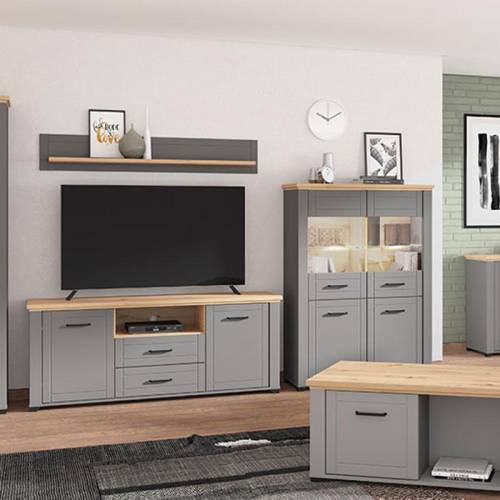 ΒΙΤΡΙΝΑ VALENCIA 2K VS2 ΓΚΡΙ ΓΡΑΦΙΤΗΣ-ARTISAN OAΚ-ΓΚΡΙ ΜΑΤ ΧΡΩΜΑ 103,5*41*143εκ