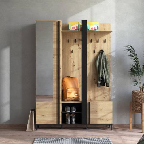 ΕΠΙΠΛΟ ΧΟΛ ΜΕ ΚΑΘΡΕΦΤΗ NINO ARTISAN-ΜΑΥΡΟ-ΜΑΥΡΟ ΜΑΤ FOIL 134,5x33x192εκ