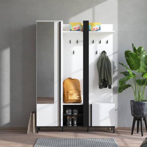 ΕΠΙΠΛΟ ΧΟΛ ΜΕ ΚΑΘΡΕΦΤΗ NINO SURFSIDE-ΜΑΥΡΟ-ΜΑΥΡΟ ΜΑΤ FOIL 134,5x33x192εκ