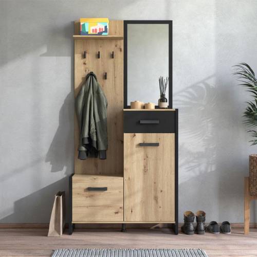 ΕΠΙΠΛΟ ΧΟΛ ΜΕ ΚΑΘΡΕΦΤΗ OLERON ARTISAN-ΜΑΥΡΟ-ΜΑΥΡΟ ΜΑΤ FOIL 134x33x191εκ