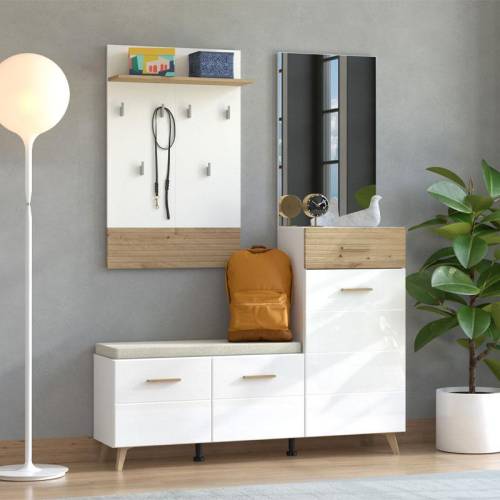 ΕΠΙΠΛΟ ΧΟΛ ΜΕ ΚΑΘΡΕΦΤΗ SEIN ARTISAN-WHITE HIGH GLOSS FOIL 141x35,5x189,5εκ