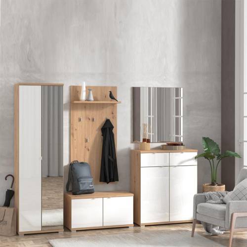 ΕΠΙΠΛΟ ΕΙΣΟΔΟΥ TENERIFE P2 OG ΜΕ ΚΑΘΡΕΦΤΗ ARTISAN OAK-ΛΕΥΚΟ PAINTED GLASS 58*40*193εκ