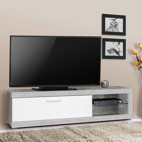 ΕΠΙΠΛΟ ΤΗΛΕΟΡΑΣΗΣ REMO ΓΚΡΙ CONCRETE / ΛΕΥΚΗ ΛΑΚΑ 162*41,5*43,5