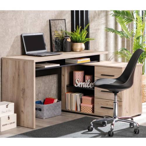 ΓΡΑΦΕΙΟ ARHIMED GREY OAK / ΜΑΥΡΟ 138*102*75