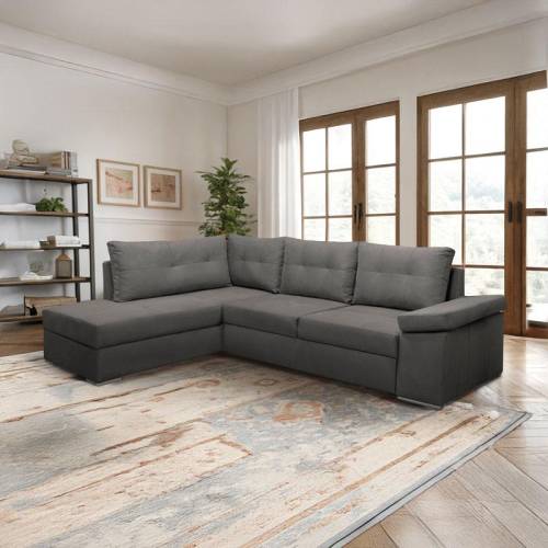 ΚΑΝΑΠΕΣ Fylliana NEW ΑNGELA ΓΚΡΙ ΑΡΙΣΤΕΡΗ ΓΩΝΙΑ ΜΕ ΑΠΟΘΗΚΕΥΤΙΚΟ ΧΩΡΟ 270x180x80