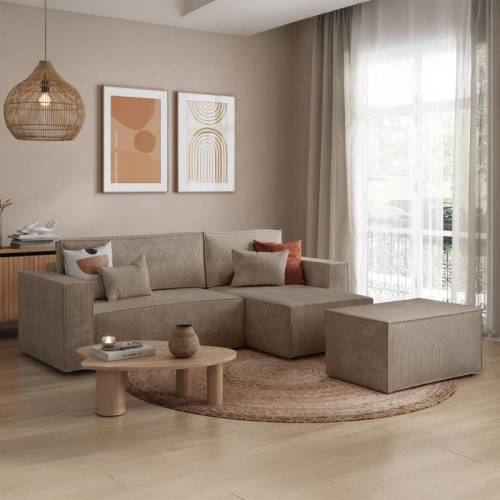 ΚΑΝΑΠΕΣ ΓΩΝΙΑ Fylliana New Isabella ΜΠΕΖ ΧΡΩΜΑ ΥΦΑΣΜΑΤΟΣ 270x160x90εκ