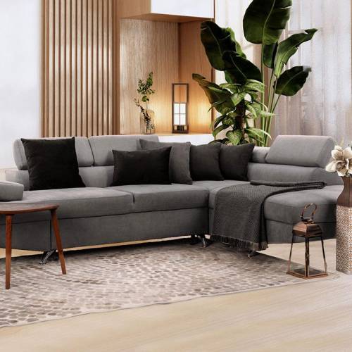 ΚΑΝΑΠΕΣ ΓΩΝΙΑ Fylliana RIO-M 23+24 ΔΕΞΙΑ ΓΚΡΙ / ΣΚ. ΓΚΡΙ 278*192*79