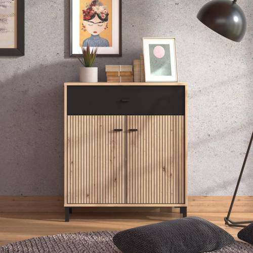 ΚΟΜΟΤΑ-ΜΠΟΥΦΕΣ Avignon 80 2K1F2V ARTISAN OAK-ΜΑΥΡΟ ΧΡΩΜΑ 80x40x90εκ