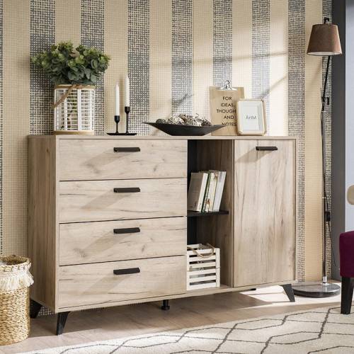 ΚΟΜΟΤΑ-ΜΠΟΥΦΕΣ UMBRIA 3K4F GREY OAK-ΜΑΥΡΟ 137,5*40*90,5 f.d.l