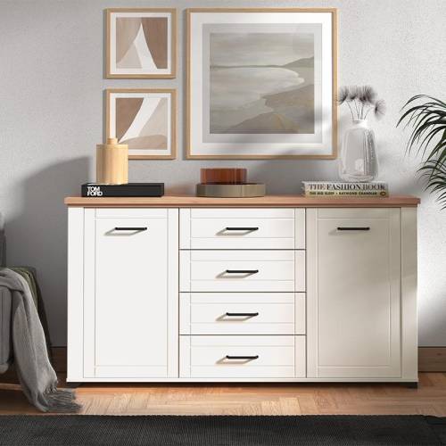 ΚΟΜΟΤΑ-ΜΠΟΥΦΕΣ VALENCIA 3K4F ΛΕΥΚΟ-ARTISAN OAΚ-ΛΕΥΚΟ ΜΑΤ ΧΡΩΜΑ 161*41*85,5εκ ppr