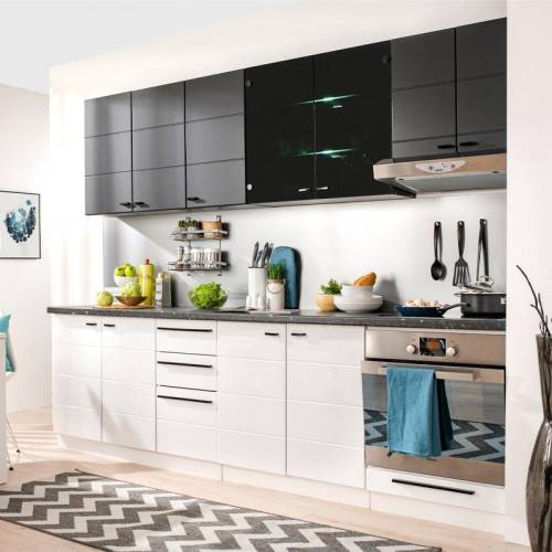 ΚΟΥΖΙΝΑ CLAUDIA 200 ΛΕΥΚΟ-ΜΑΥΡΟ-BLACK MATT FOIL-ΓΚΡΙ CONCRETE-ΜΑΥΡΟ ΓΥΑΛΙ 200*51/31*200