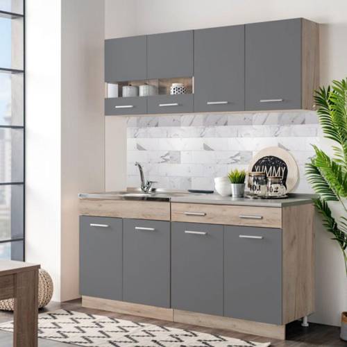 ΚΟΥΖΙΝΑ DALILA 120 GREY OAK / ΓΚΡΙ 120*51,5*206,5