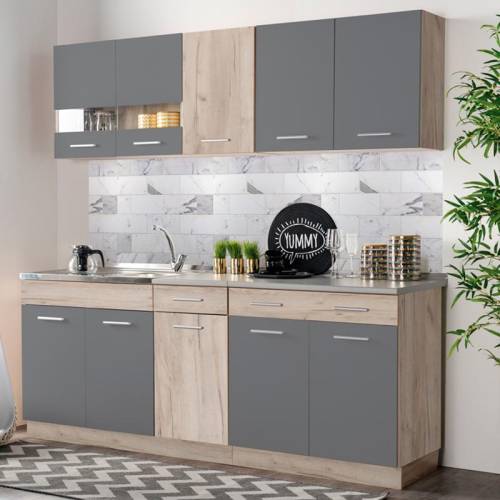 ΚΟΥΖΙΝΑ DALILA 200 GREY OAK / ΓΚΡΙ 200*51,5*206,5