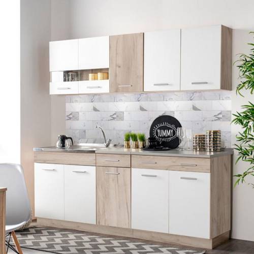 ΚΟΥΖΙΝΑ DALILA 80S GREY OAK / ΛΕΥΚΟ 80*51,5*206,5εκ