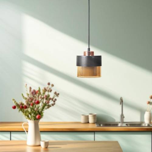 ΜΟΝΟΦΩΤΟ ΚΡΕΜΑΣΤΟ ΦΩΤΙΣΤΙΚΟ ΟΡΟΦΗΣ Fylliana ΜΠΡΟΝΖΕ ΧΡΩΜΑ Ε27 15x75εκ