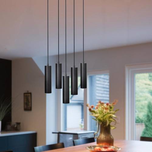 ΠΕΝΤΑΦΩΤΟ ΚΡΕΜΑΣΤΟ ΦΩΤΙΣΤΙΚΟ ΟΡΟΦΗΣ Fylliana ΜΑΥΡΟ ΧΡΩΜΑ Ε27 40x100εκ