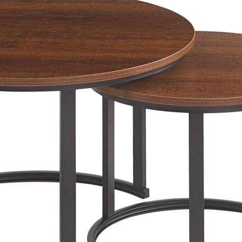 ΣΕΤ 2 ΒΟΗΘΗΤΙΚΑ ΤΡΑΠΕΖΑΚΙΑ Fylliana FL3723 ΣΚΟΥΡΟ ΚΑΦΕ 50x50x39εκ & 70x70x46εκ