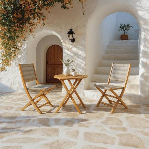 ΣΕΤ BISTRO 3 ΤΕΜ ΞΥΛΟ ΑΚΑΚΙΑΣ Fylliana FL3709 ΚΑΡΥΔΙ ΣΚΕΛΕΤΟΣ-ΜΠΕΖ ΚΟΡΔΟΝΙ 60x60x75εκ